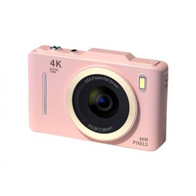 Camnoon 4K Digitalkamera, 48 MP Autofokus-Fotokamera 2,8-Zoll-Bildschirm, 16-facher Digitalzoom, Anti-Shake, Bewegungserkennung, eingebauter Blitz, Akku, Schönheitsfilter (Rosa) von Camnoon