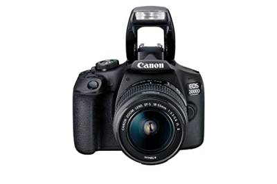 Canon EOS 2000D Spiegelreflexkamera - mit Objektiv EF-S 18-55 IS II (24,1 MP, DIGIC 4+, 7,5 cm (3.0 Zoll) LCD, Display, Full-HD, WIFI, APS-C CMOS-Sensor), schwarz von Canon