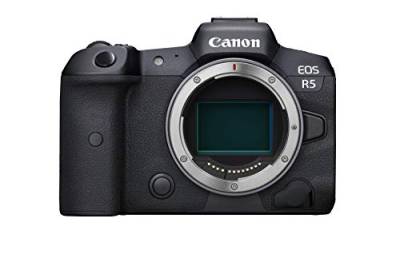 Canon EOS R5 Vollformat Systemkamera - Gehäuse (spiegellos, 45 MP, DIGIC X, 8K RAW, 4K 120p, 5 Achsen Bildstabilisator, 8,01 cm LCD II, WLAN, Bluetooth, USB 3.1, Dual Pixel CMOS AF II), schwarz von Canon