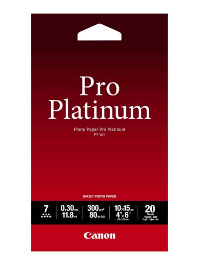 Canon PT-101 Pro Platinum Fotopapier glänzend 100x150mm 300 g/m² - 20 Blatt von Canon