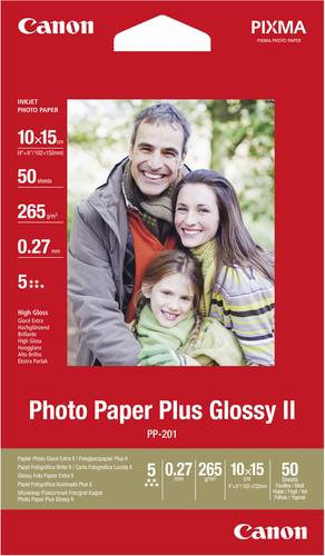 Canon Photo Paper Plus PP-201 2311B003 Fotopapier 10 x 15cm 265 g/m² 50 Blatt Glänzend von Canon