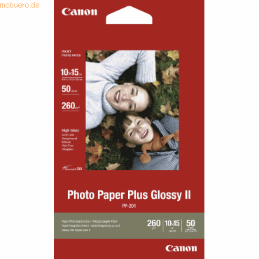 Canon Photoglanzpapier Plus Glossy II PP-201 10x15cm VE=50 Blatt von Canon