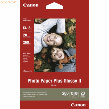 Canon Photoglanzpapier Plus Glossy II PP-201 13x18cm VE=20 Blatt von Canon
