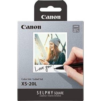 Canon XS-20L Original Farbband/Papierset quadratisch 6,8 x 6,8cm für Canon SELPHY Square QX10 Fotodrucker (20 Blatt, selbstklebend, Kleberückseite, Papierformat 72 x 85 mm, Thermosublimation) von Canon