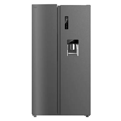 Cecotec Amerikanischer Kühlschrank Bolero CoolMarket SBS 559 Dark, 559 Liter, 176 cm hoch und 90 cm breit, Wasserspender, Innen-LED, Urlaubsmodus, kein Frost, Dunkelgrau von Cecotec