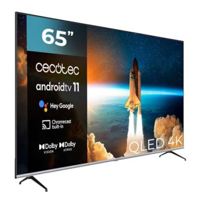 Cecotec Fernseher QLED 65" Smart TV V1 Series VQU10065S. 4K UHD, Android 11, Frameless, MEMC, Dolby Vision y Dolby Atmos, HDR10, Wide Color Gamut 96%, 2 Lautsprecher 12W, 2 Kontrollen, Modell 2023 von Cecotec