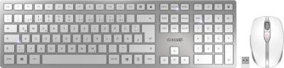 CHERRY DW 9100 SLIM - Tastatur-und-Maus-Set - kabellos - 2,4 GHz, Bluetooth 4,2 - QWERTZ - Deutsch - Weiß/Silber (JD-9100DE-1) von Cherry