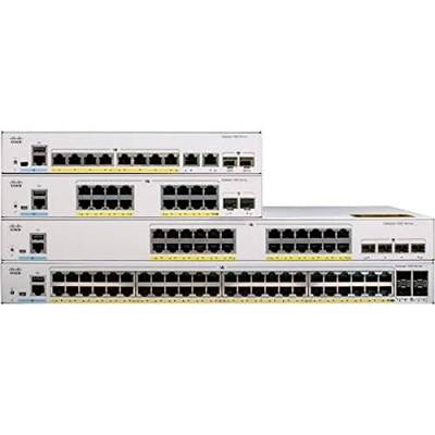 Cisco Systems Catalyst Netzwerk Switch, 24 GbE PoE+ Ports, 195W PoE Budget, 4 1G SFP Uplink Ports, lüfterloser Betrieb, erweiterte eingeschränkte Lebenszeitgarantie C1000-24P-4G-L Schwarz von Cisco