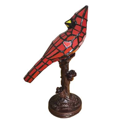 Tischleuchte 5LL-6102R Vogel, rot, Tiffany-Stil von Clayre&Eef