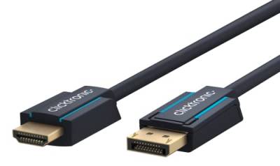 Clicktronic Aktives DisplayPort auf HDMI Adapterkabel, hochauflösende Signalübertragung WQHD @ 75 Hz (1440p) / Full HD @ 60 Hz (1080p) Kristallklarer Sound / DP-Stecker zu 1x HDMI Stecker, 2m von Clicktronic