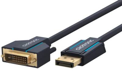 Clicktronic DisplayPort / DVI-D Adapterkabel / Full HD 1080p (60 Hz) / DisplayPort-Stecker > DVI-D-Stecker Dual-Link (24+1 pin) / Monitorkabel mit vergoldeten Steckern / 1 Meter von Clicktronic