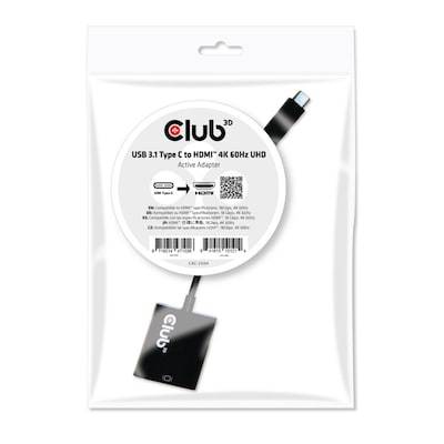 Club 3D USB 3.1 Adapter Typ-C zu HDMI 2.0 UHD 4K 60Hz aktiv schwarz CAC-2504 von Club3D