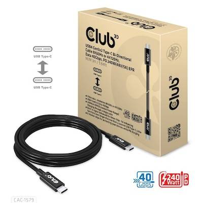 Club 3D USB4 Gen3x2 Type-C Bi-Direktionale Kabel 3m von Club3D