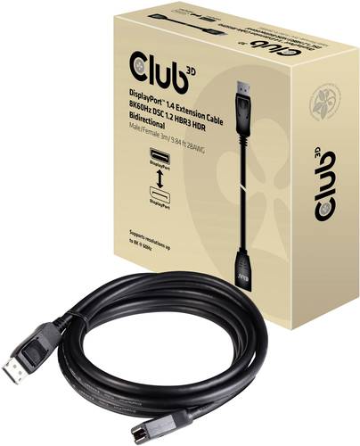 Club3D DisplayPort Verlängerungskabel DisplayPort Stecker, DisplayPort Buchse 3.00m Schwarz CAC-102 von Club3D