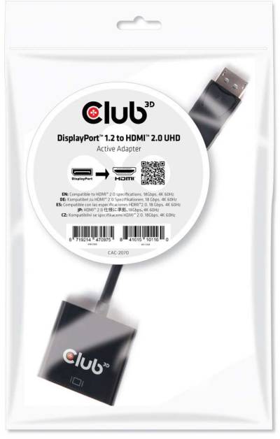 DP St. > HDMI 2.0 Bu. 4K Adapter aktiv von Club3D