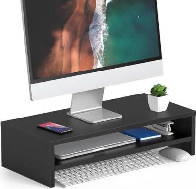 Monitorständer Bildschirm-Ständer 2-Tier Desktop Monitor Ständer Regal Laptop PC Bildschirm Riser für Heimbüro Computer Laptop Schwarz von Cocoarm