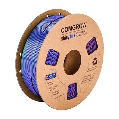 Tri Colors Silk PLA 3D Printer Filament, Rainbow PLA Filament 1.75mm, Dimensional Accuracy +/- 0.02 mm, 1KG Spool, Coextrusion 3D Filament with Shiny Silk Copper-Green-Purple von Comgrow