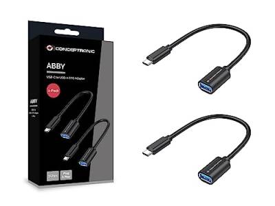 Conceptronic ABBY11B USB-C-auf-USB-A-OTG-Adapter, 2er-Pack, 20 cm von Conceptronic