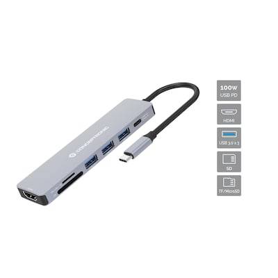 Conceptronic DONN19G 7-in-1 USB 3.2 Gen 1 Dockingstation, HDMI, USB-A 3.0 x 3 von Conceptronic