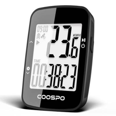 COOSPO BC26 GPS Fahrradcomputer Kabellos Bluetooth5.0/ ANT+, IP67 Wasserdichter Fahrrad Kilometerzähler Drahtlose Fahrradtacho Radcomputer 2,3 Zoll LCD mit Automatischer Hintergrundbeleuchtung von CooSpo