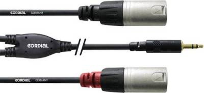 Cordial Audio Adapterkabel [1x Klinkenstecker 3.5mm - 2x XLR-Stecker] 3.00m Schwarz von Cordial