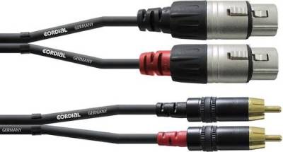 Cordial CFU 3 FC Audio Adapterkabel [2x XLR-Buchse - 2x Cinch-Stecker] 3.00m Schwarz von Cordial