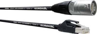 Cordial CSE 5 NH 5 RJ45 Netzwerkkabel, Patchkabel CAT 5e S/UTP 5.00m Schwarz PUR-Mantel, Geflechtsch von Cordial