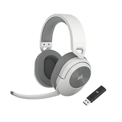 CORSAIR HS55 WIRELESS Leichtes Gaming-Headset - Dolby 7.1 Surround Sound - Omnidirektionales Mikrofon - Bis zu 50ft Reichweite - iCUE-Kompatibel - PC, Mac, PS5, PS4 - Weiß von Corsair