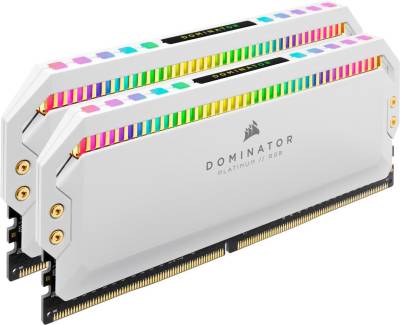 Corsair Dominator Platinum RGB - DDR4 - Kit - 32 GB: 2 x 16 GB - DIMM 288-PIN - 3200 MHz / PC4-25600 - CL16 - 1.35 V - ungepuffert - non-ECC - weiß (CMT32GX4M2E3200C16W) von Corsair