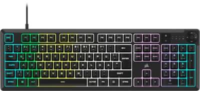 Corsair K55 CORE RGB Membran Kabelgebundene Gaming-Tastatur – Leise, Reaktionsschnelle Schalter – Spritzwasserschutz – Zehn-Zonen-RGB – Medientasten – iCUE-Kompatibel – QWERTZ DE – PC, Mac – Schwarz von Corsair