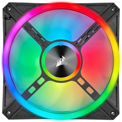 Corsair iCUE QL140 RGB, 140-mm-RGB-LED-PWM-Lüfter (34 Einzeln Ansteuerbare RGB-LEDs, Schwindigkeiten Bis zu 1,250 U/Min, Geräuscharm) Einzelpackung, Komaptibel mit Desktop - schwarz von Corsair