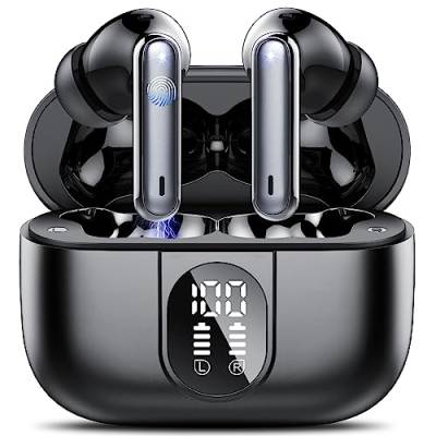 Csasan Bluetooth Kopfhörer, Kabellos Bluetooth 5.3 Deep Bass mit 4 ENC Mic, 40Std Spielzeit Touch Control In Ear mit LED-Anzeige, IP7 Wasserdichte Ohrhörer für Arbeit Studium Sport von Csasan