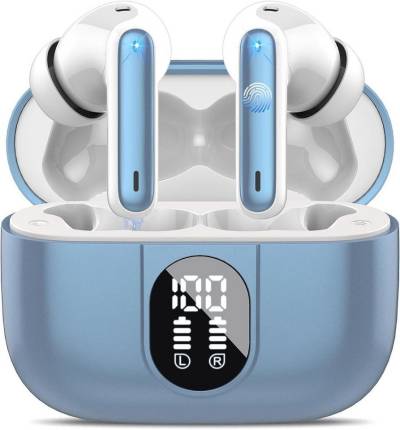 Csasan Kabellos Bluetooth 5.3 Deep Bass mit 40Std Spielzeit Touch Control In-Ear-Kopfhörer (40 Stunden Akkulaufzeit mit Ladecase für endlose Musikunterhaltung unterwegs., mit LED-Anzeige, IP7 wasserdichte Ohrhörer für Arbeit Studium Sport) von Csasan