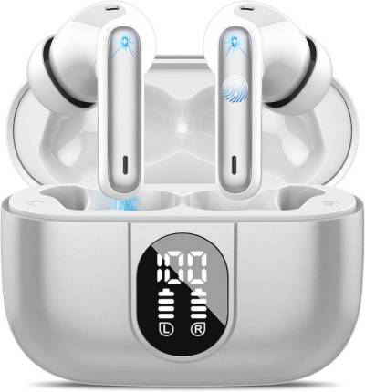 Csasan Kabellos Bluetooth 5.3 Deep Bass mit 40Std Spielzeit Touch Control In-Ear-Kopfhörer (Kabellose Kopfhörer mit Bluetooth 5.3 für blitzschnelle Verbindungen und Stabilität., mit LED-Anzeige, IP7 wasserdichte Ohrhörer für Arbeit Studium Sport) von Csasan
