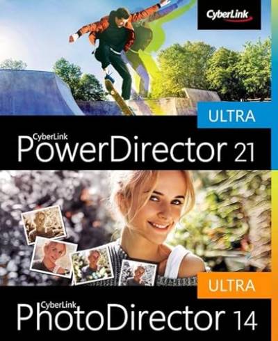 CyberLink PowerDirector 21 Ultra&PhotoDirector 14 Ultra, benutzerfreundliches Videobearbeitungsprogramm für PC, Greenscreen, Screen Recorder, leistungsstarkes Bildbearbeitungsprogramm [Download] von CyberLink