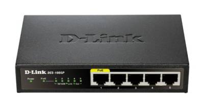 D-Link DES-1005P Fast Ethernet Switch (5-Port Layer2, 10/100 Mbit/s, PoE, einfache Plug & Play-Installation, automatische MDI/MDIX-Erkennung, lüfterlos) schwarz von D-Link