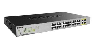 D-Link DGS-1026MP Layer2 PoE+ Gigabit Switch (26-Ports, davon 24 x 10/100/1000 Mbit/s PoE-Ports und 2 Gigabit Combo Uplink-Ports), schwarz von D-Link