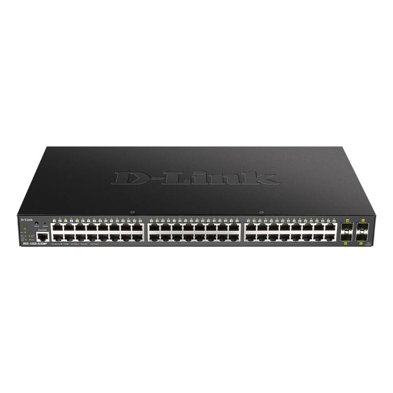 D-Link DGS-1250-52XMP/E Smart Managed Switch [48x Gigabit Ethernet PoE+, 370W, 4x 10 Gbit/s SFP+] von D-Link