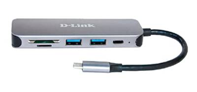 D-Link DUB-2325 5-in-1 USB-C Hub mit 2 USB 3.0 Ports (USB-C Port, SD/MicroSD Card Reader für PC, MacBook Pro, MacBook Air, iPad Pro, Chromebook, Surface Pro u.w.) von D-Link