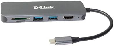 D-Link DUB-2327 6-in-1 USB-C Hub mit Power Delivery (PD 60W, 4K HDMI, 2 USB 3.0 Ports, SD/MicroSD Card Reader für PC, MacBook Pro, MacBook Air, iPad Pro, Chromebook, Surface Pro u.w.) von D-Link