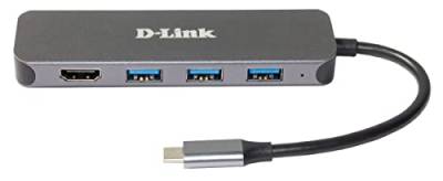 D-Link DUB-2333 5-in-1 USB-C Hub mit Power Delivery (PD 60W, 4K HDMI, 3 USB 3.0 Ports für PC, MacBook Pro, MacBook Air, iPad Pro, Chromebook, Surface Pro u.w.) von D-Link