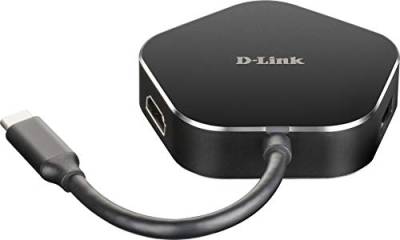 D-Link DUB-M420 USB Typ C Hub 4 in 1 USB C Adapter mit HDMI 4K und 1080p, 2 USB 3.0/USB2.0, 1 Port USB C für Ladegerät bis zu 60 W und Daten, ohne Installation, kompatibel mit Windows und Mac von D-Link