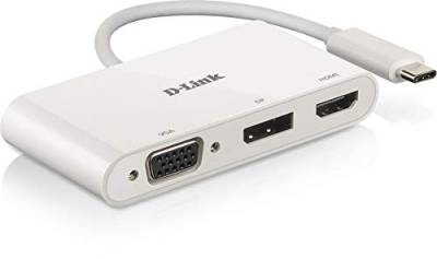 D-Link DUB-V310 Adapter USB Typ C auf HDMI, VGA und Display Port, 3 in 1, HDMI 4K und 1080p, 3 Ausgänge, kompatibel mit Windows und Mac von D-Link