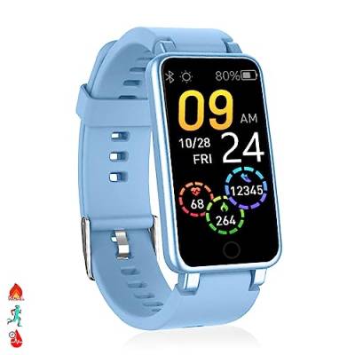 DAM. C2 Plus Smart-Armband mit Herzfrequenz-Monitor, Blutdruck und Benachrichtigungen, Farbe: Hellblau, Normal von DAM