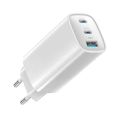 67W USB C Ladegerät, 3-Port GaN Compact PD Schnellladegerät, 67 Watt USB C Netzteil für MacBook Pro/Air, Dell XPS, Laptop, iPad Pro, Galaxy S23, Note 20/10+, iPhone 15/14/13/12 Pro Max, Air-Pods, etc von DEESOOCO