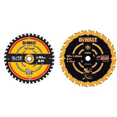 Dewalt Elite Kreissägeblatt DT10302 (Sägeblatt-ø 184/16 mm, Schnittbreite: 1,65 mm, 24 Zähne) & Elite Kreissägeblatt DT10303 (Sägeblatt-ø 184/16 mm, Schnittbreite: 1,65 mm, 40 Zähne) von DEWALT