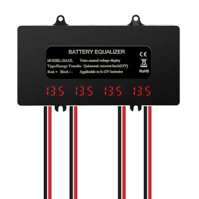 DEWIN Batterie Equalizer 48V,Battery Balancer Wasserdicht IP67 HA12L Digitalanzeige 4 x 12V Batterie Balancer for Blei-Säure-Lithium-Batterien LED Display Batterieausgleicher von DEWIN