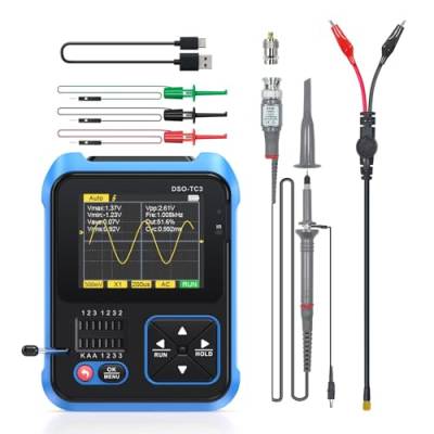 DEWIN Oscilloscope,Tragbares Handoszilloskop,Digitaloszilloskop Signalgenerator DSO-TC3 3 in 1 Tragbares digitales Handoszilloskop Transistor Tester Signalgenerator DIY Elektronische Reparaturen von DEWIN