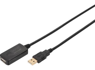 DIGITUS DA-70130-4, 5 m, USB 2.0 Verlängerungskabel, Schwarz von DIGITUS