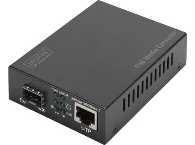 DIGITUS DN-82140 Gigabit Ethernet PoE+ Medienkonverter, Schwarz von DIGITUS